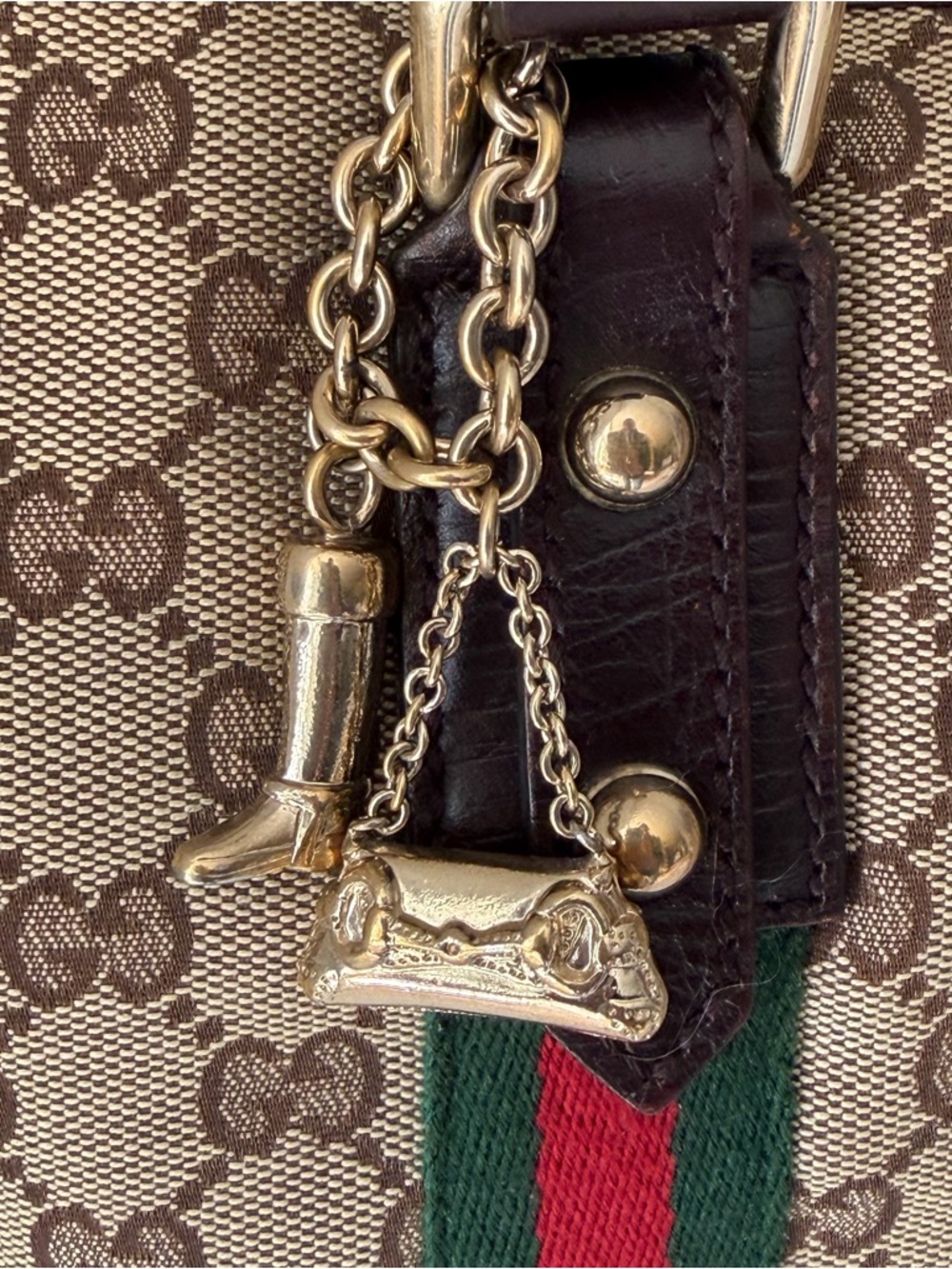 Gucci GG Supreme Jolicoeur Web Stripe Tote Bag Small Ophidia Style - Picture 10 of 15